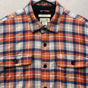 L.L.Bean Mens Large Fleece Lined Flannel Shirt Jacket Plaid Traditional Fit